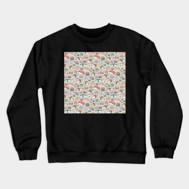 Sushi on Grey Crewneck Sweatshirt by CajaDesign